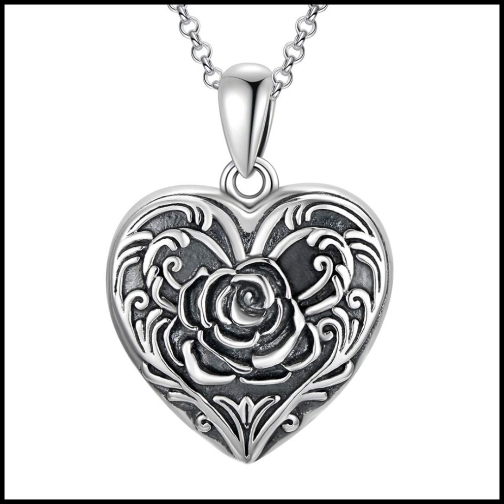 Sterling Silver Heart Locket Necklace Personalized Photo Gift Elegant